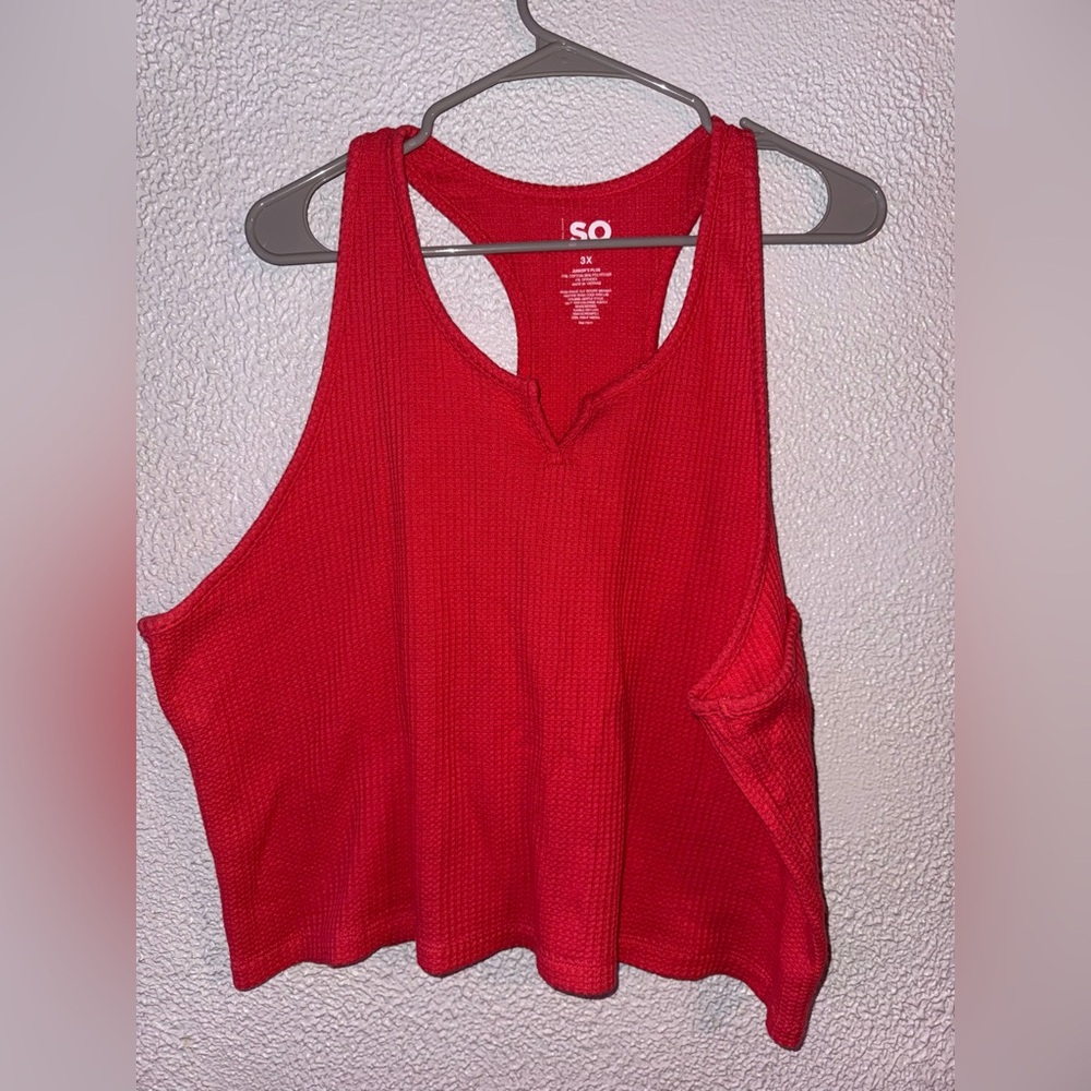 SO Junior Women's Vibrant Coral Cropped Tank Top